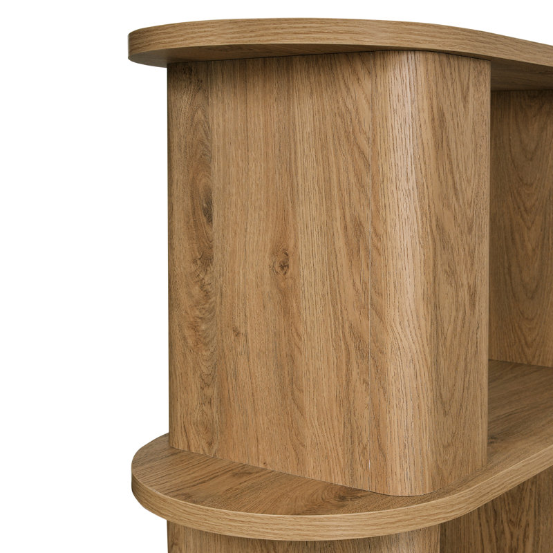 Loon Peak Janarius Low Oak Wood Effect Bookcase with Compact 2-Shelf Design for Living Room