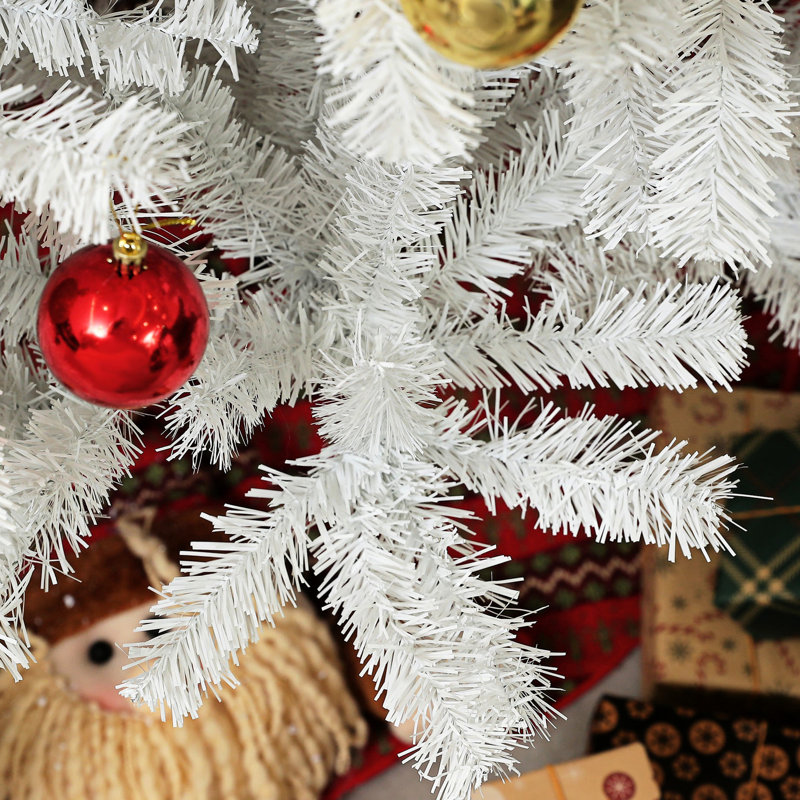 Arbre de Noël de 9 pi de hauteur, 2132 pointes de branches, ouverture automatique, base en acier, blanc