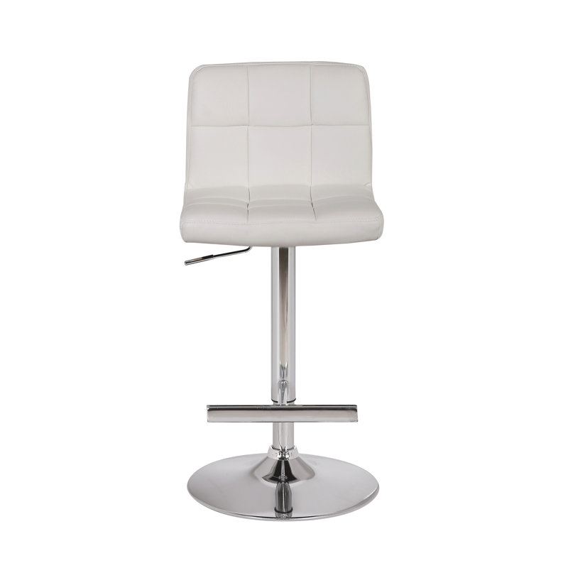 Batty Swivel Upholstered Adjustable Height Counter Stool with Metal Frame, White