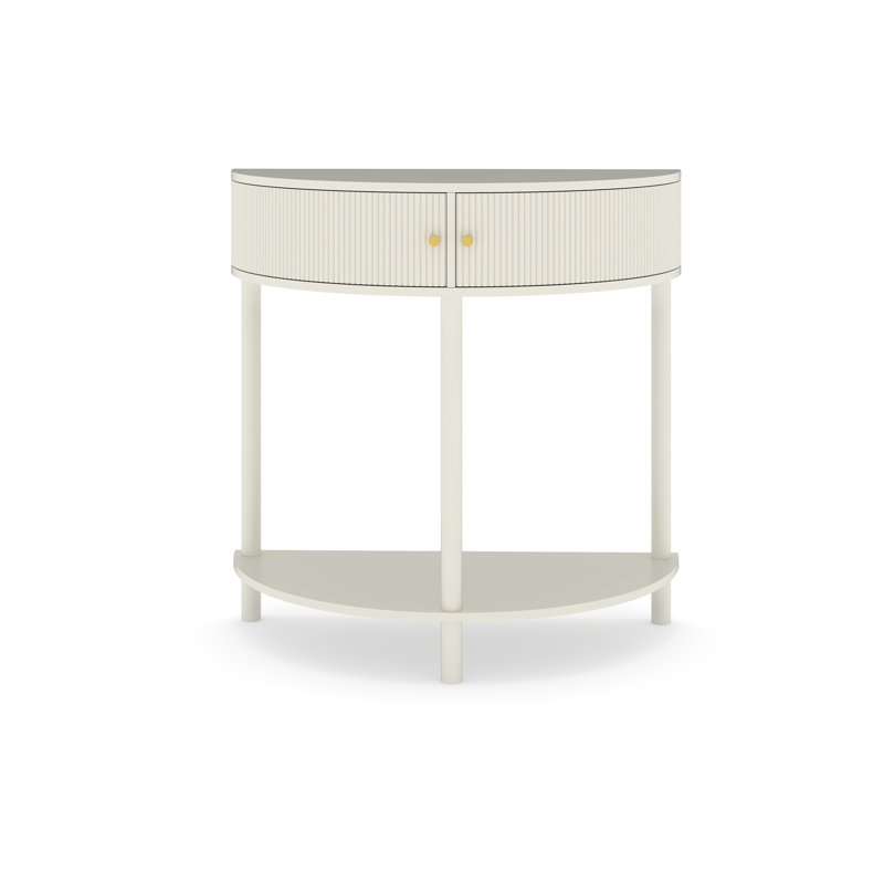 Console demi-lune Artisan-Wave Wave, Blanc, crème