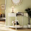de conception à vagues avec double rangement et couleur beige vanille crémeuse pour la chambre à coucher, 2 tiroirs uniques, détails ondulés 3D, salon blanc