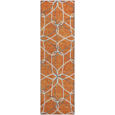Premium Machine Washable Prisco Orange Rug