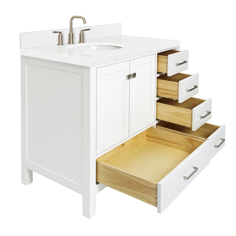  Meuble-lavabo simple 42,25 po avec plateau, Left, Oval, Blanc