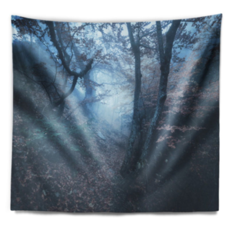 Paysage d'automne en tapisserie forêt, H 32 po x l 39 po