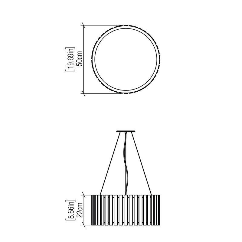 3 - Light Wood Drum Chandelier, Matte Black, 8.58" H x 19.5" W x 19.5" D