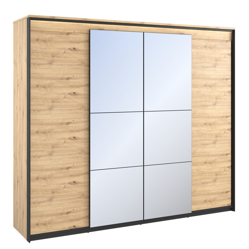 Triamkitsawat 4 Door Solid + Manufactured Wood Wardrobe