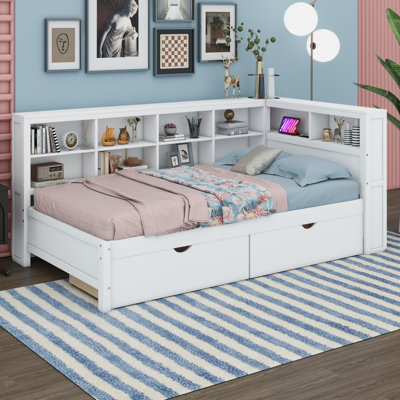 Milahni Wooden Twin Size Daybed With 2 Drawers, Shelf And USB Charging Ports by Red Barrel Studio