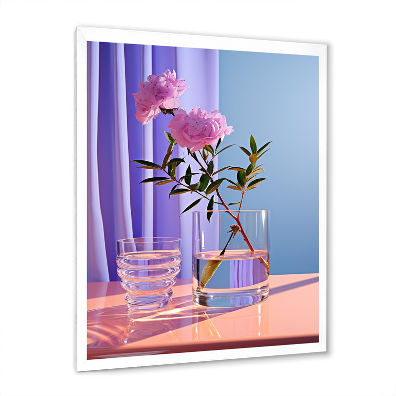 «Violet Visionary Vase Tranquility», reproduction sur toile encadrée, Cadre simple blanc, H 20 po x l 12 po x P 1 po