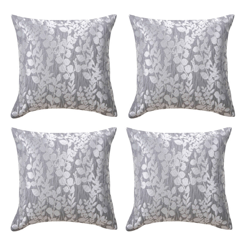 Dorfman Floral Square Cushion, Gray
