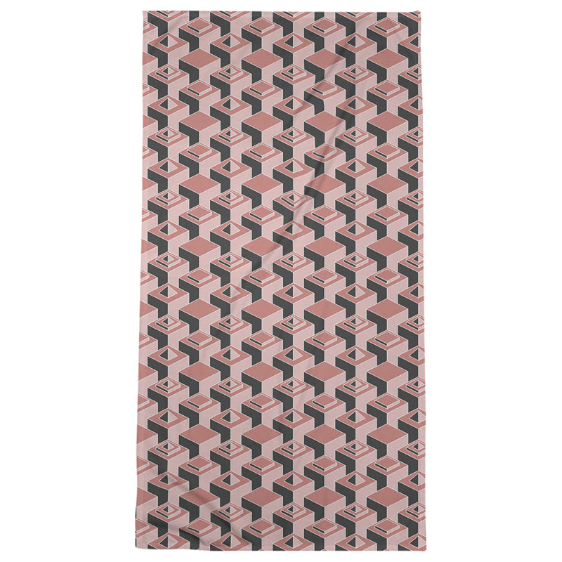 Serviette de bain à motif de gratte-ciels classiques, Rouge/noir