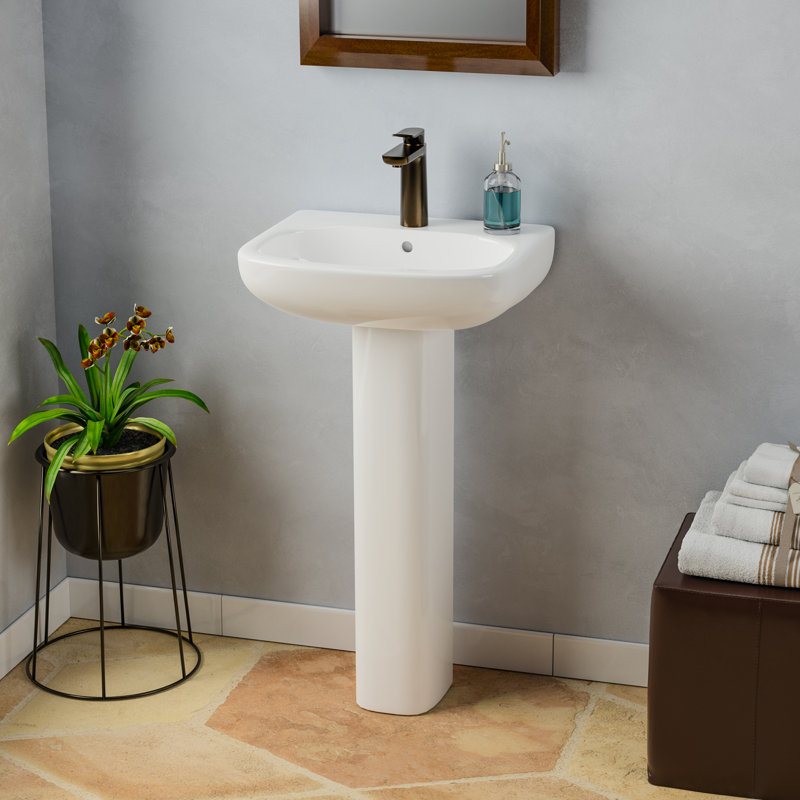 Lavabo de salle de bain en U en porcelaine vitreuse avec trop-plein Tonique, H 31,5 po x l 17,75 po x P 14,62 po, Simple