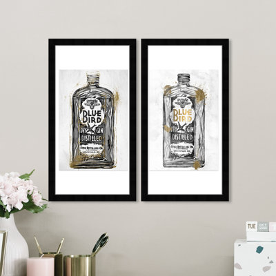Drinks and Spirits Bird Gin, reproduction d'art sur toile dorée et dorée