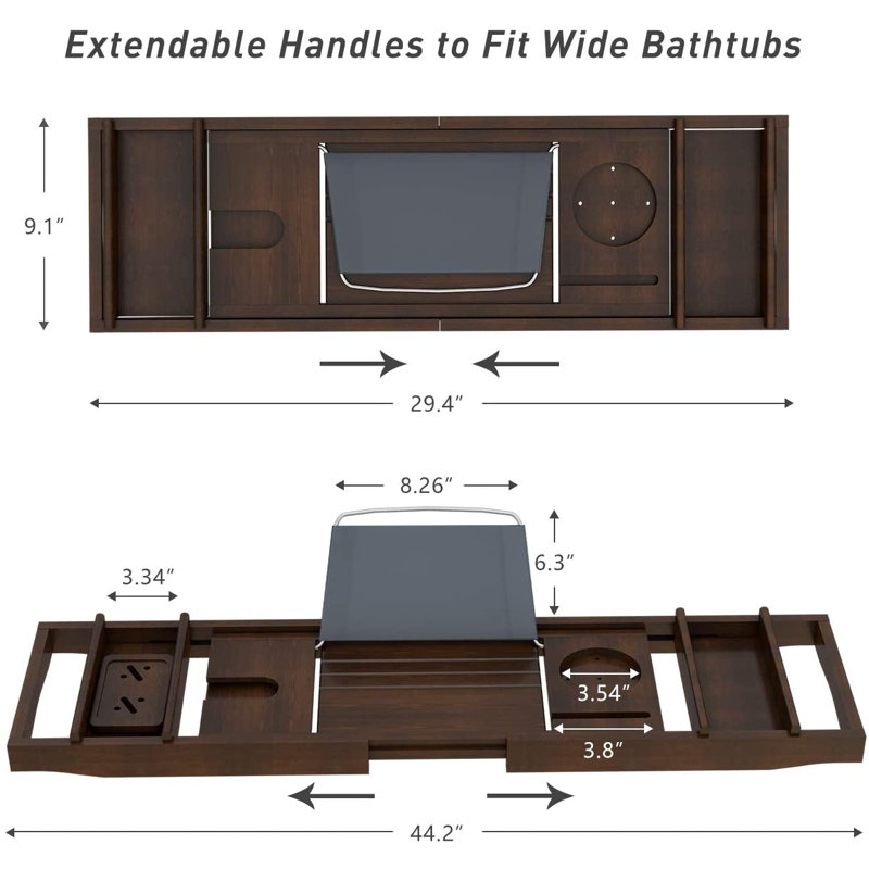 Serviteur de bain en bambou sur pied Springerville, Noyer, H 1,6 po x l 44,2 po x P 9,1 po