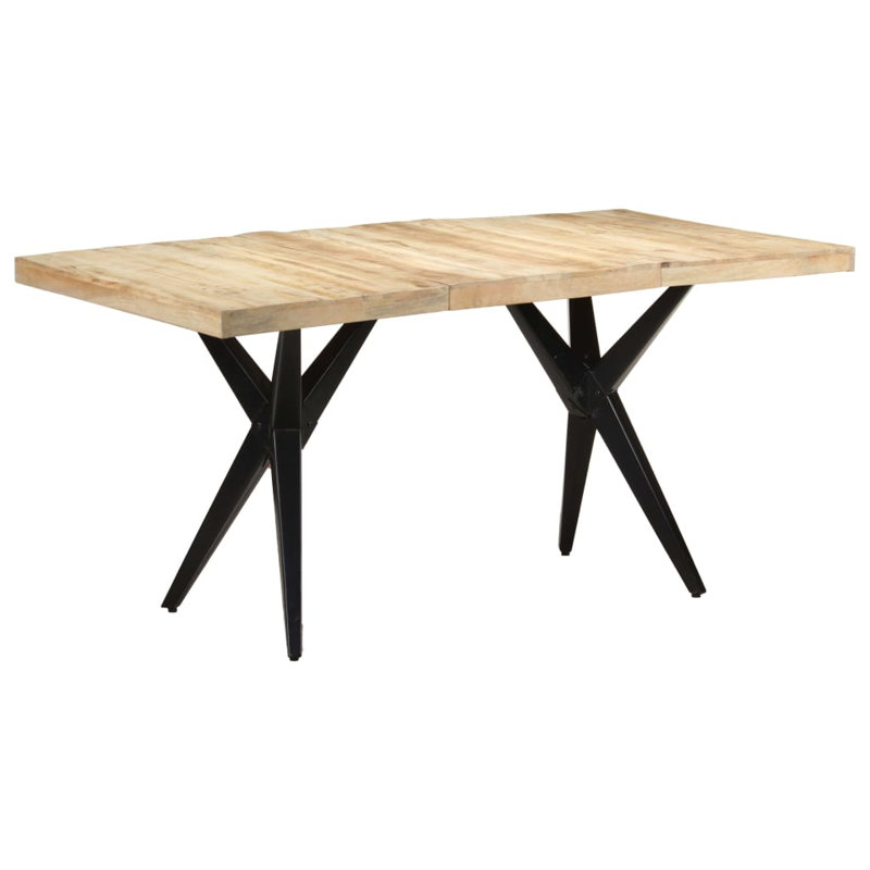 Deva Mango Rectangular Wood Top Dining Table with Steel Base, H76 x L160 x W80cm