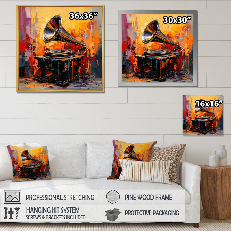 Saziye Phonograph Fusion - reproduction, Toile tendue, 16" H x 16" W