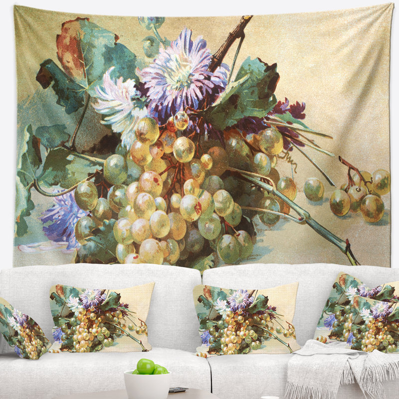 Tapisserie florale illustrée de fleurs numériques, H 32 po x l 39 po