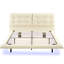 Cadre de lit flottant pour grand lit avec lumières DEL, similicuir blanc, conception à boutons. Conception unique pour une sensation de chambre à coucher contemporaine, six lumières de couleur, environnement de sommeil paisible, confortable et silencieux-1245280924