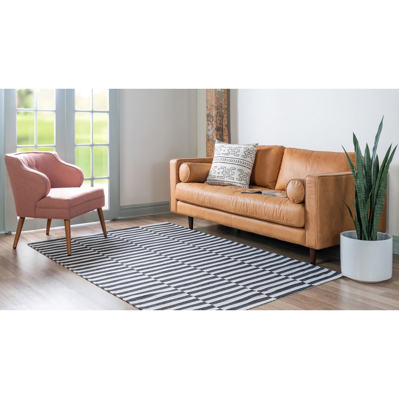 California Cotton Striped Indoor Rug, Rectangle 4'2" x 6'