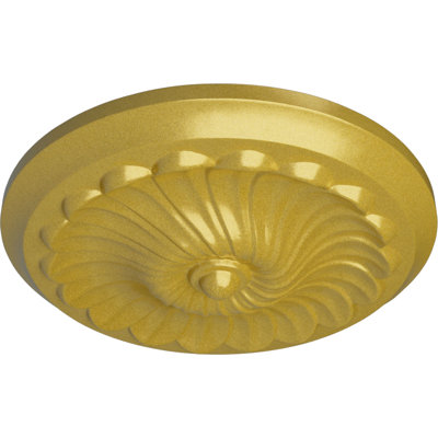 Endurathane Flower Spiral Ceiling Medallion, 12 1/4"OD x 2 1/4"P (Fits Canopies up to 2"), Hand-Painted Rich Gold Finish
