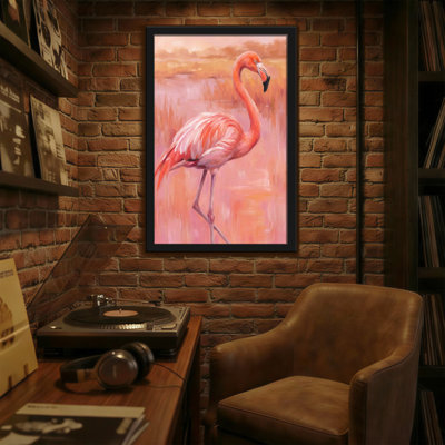 Animaux, flamant rose debout dans l'eau