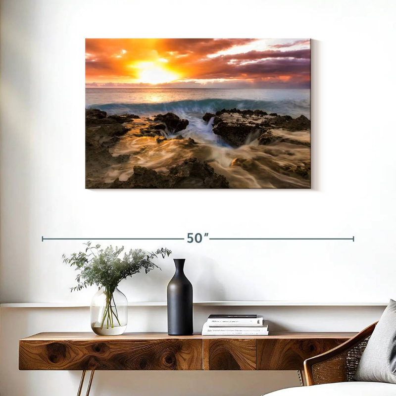 Gillard Beach au coucher du soleil, H 24 po x l 36 po