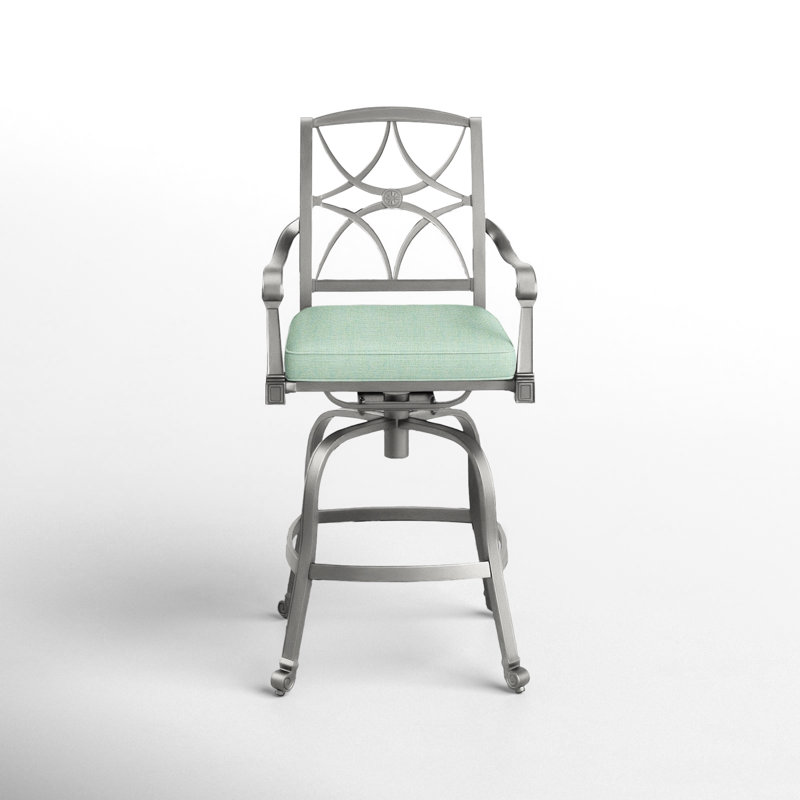 Wiltshire Outdoor Swivel Bar Stool, Canvas Spa Sunbrella® Canvas, Pewter, 30.25"