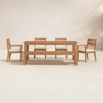 Echols 80" Teak Patio Dining Set