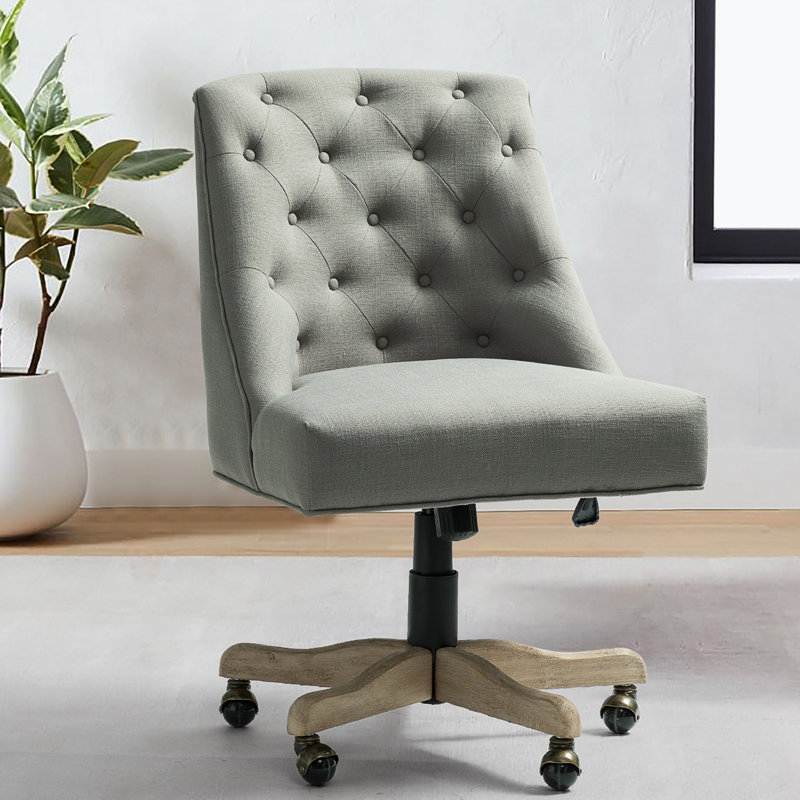 Chaise de bureau moderne avec dossier capitonné, gris