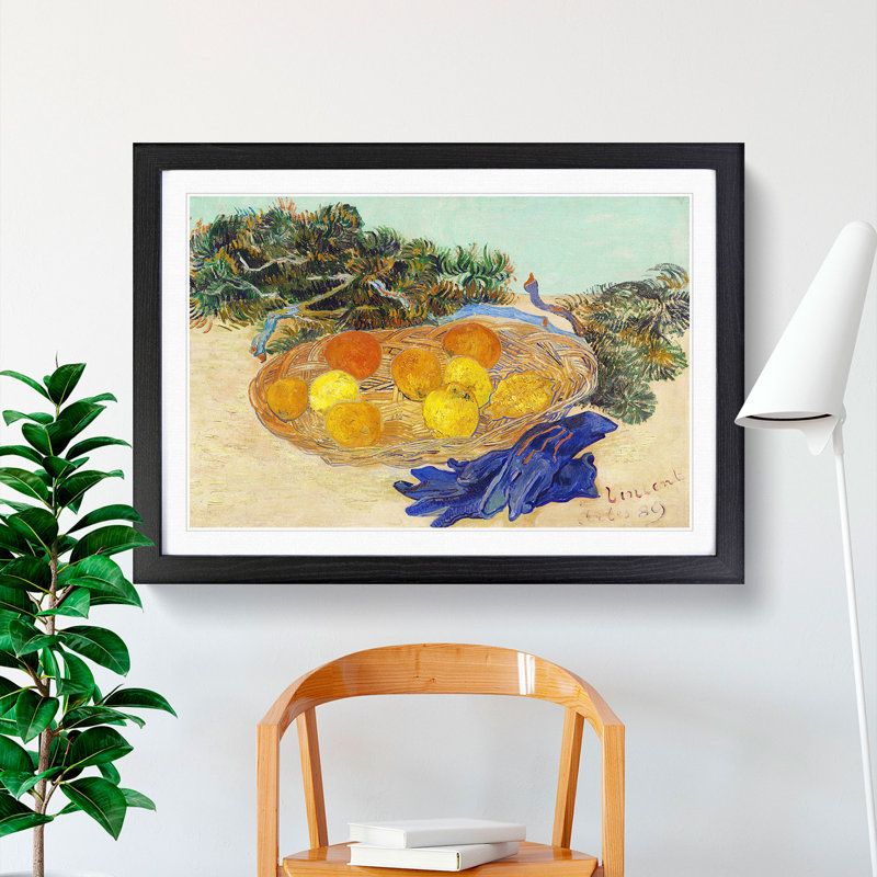 Oranges and Lemons by Vincent Van Gogh - Picture Frame Painting, Black Framed, 27cm H x 36cm W x 2cm D