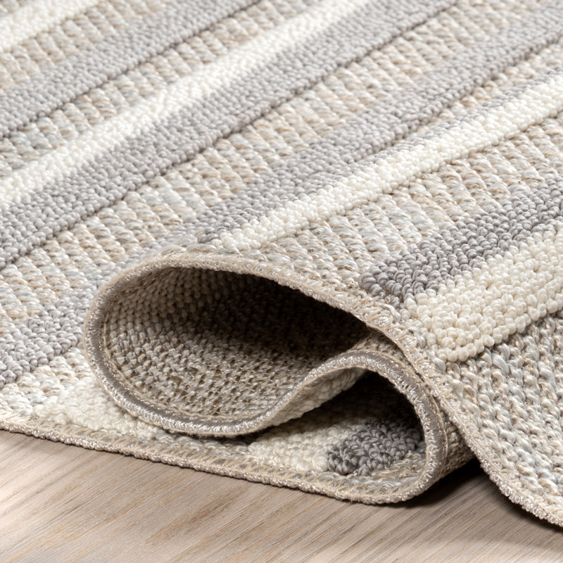 Abla Striped Machine Washable Area Rug, Rectangle 5'3" x 7'7"