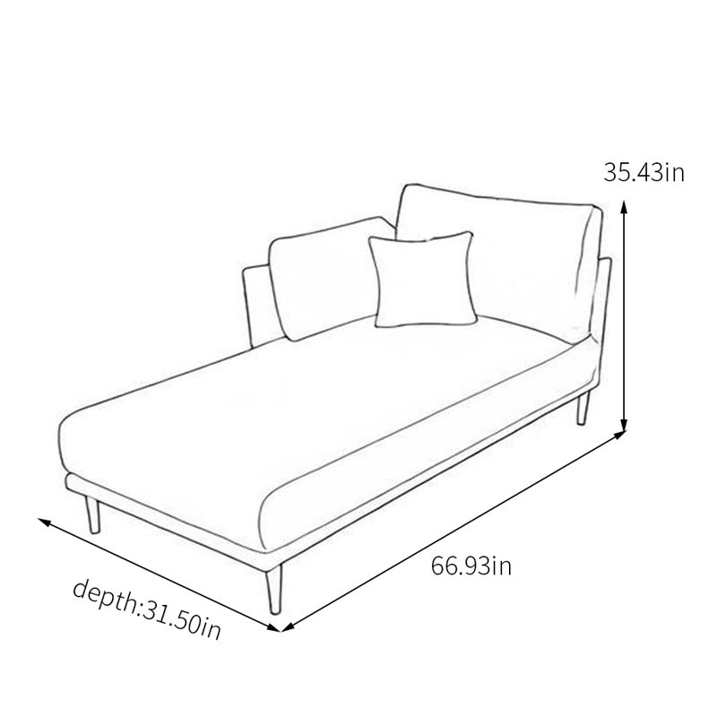 Chaise longue et tissu technique haute densité, Orienté à droite, Creamy White, Doré