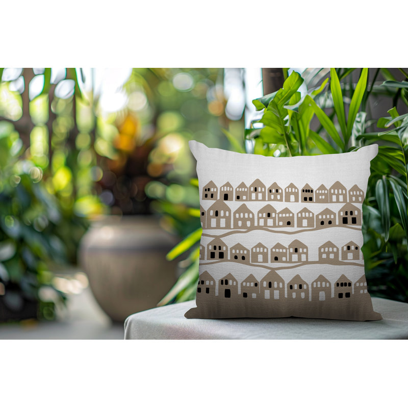 Coussin carré intérieur / extérieur Amiro, Beige, Carré 17 po