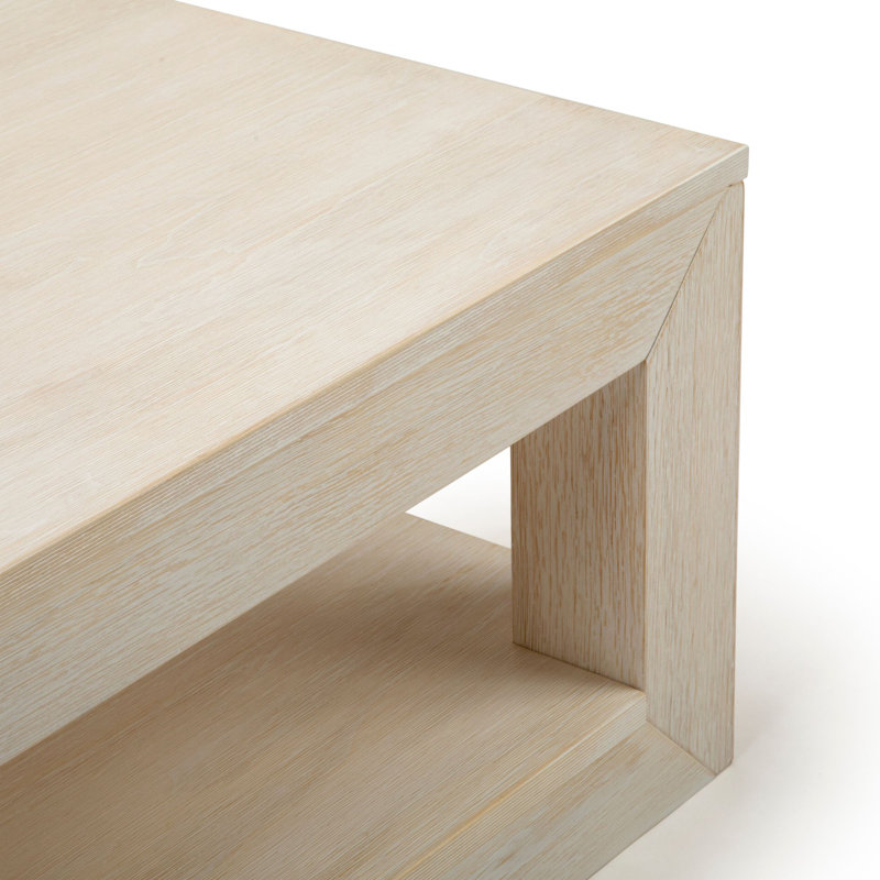 Table basse Casmey, Sable blanc brossé au fil, H 15 po x l 48 po x P 24 po 