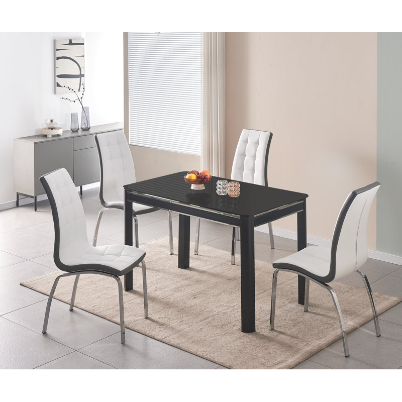 Breylon 4 - Person Dining Set, White/Grey/Silver