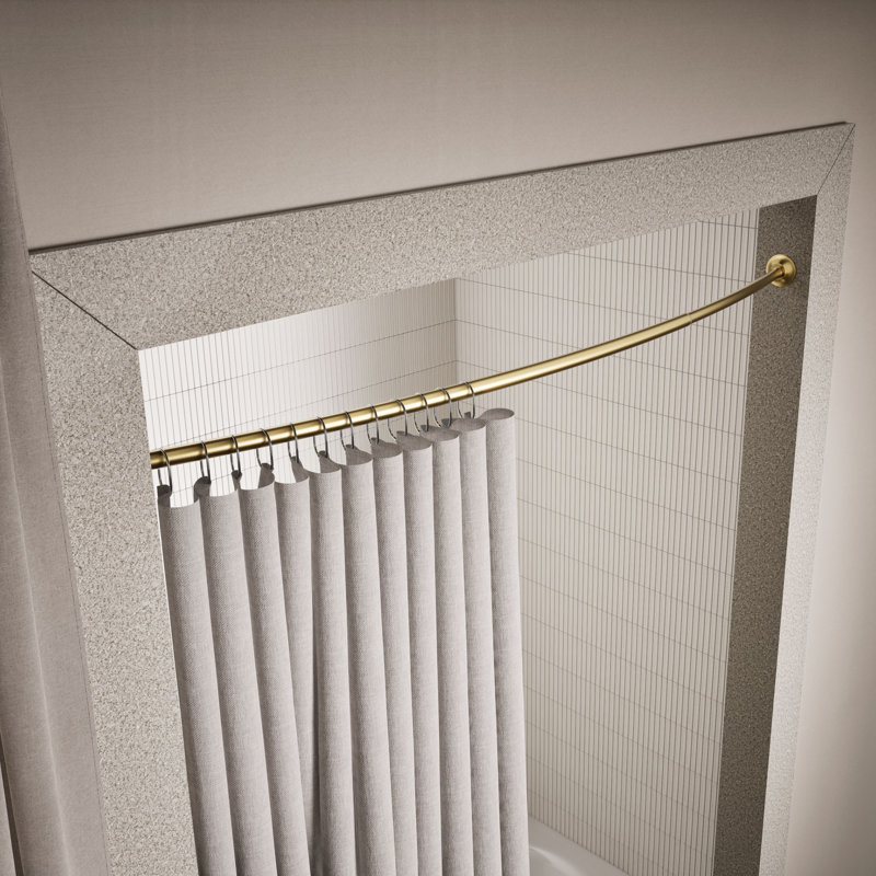 Expanse Curved Shower Rod - Transitional Design, Brass
