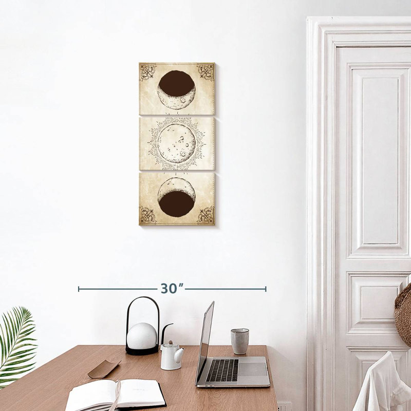 Phases de lune antiques, H 27 po x l 12 po