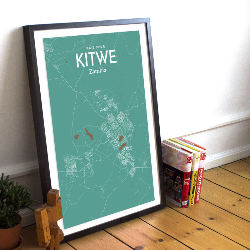 Kitwe City Map - No Frame Print, 50.8cm H x 40.6cm W x 0.13cm D