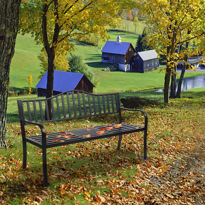 Lisabeta Powder Coated Steel Outdoor Bench
