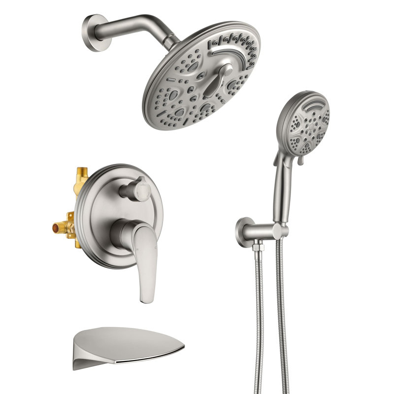 Système de douche avec valve brute, Nickel brossé