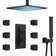8 in  Matte Black Thermostatic LED Shower Faucet Combo Set Massage Rainfall Head System