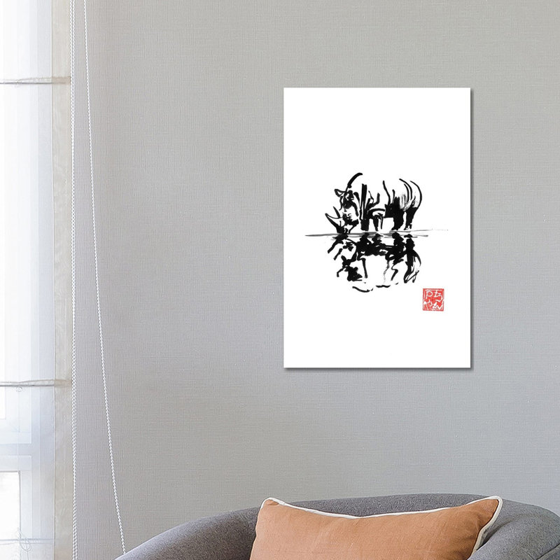 Rhinoceros by Péchane - Painting on Canvas, 66.04 cm H x 45.72 cm W x 1.91 cm D, Wrapped Canvas
