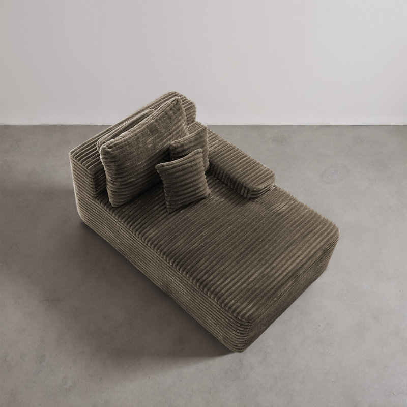 Upholstered Chaise Lounge, Light Brown