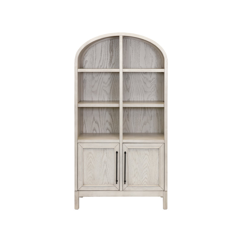 Modern Wood Arched Display Cabinet/Bookcase, Office Shelving, Storage Cabinet, Fully Assembled, White, White