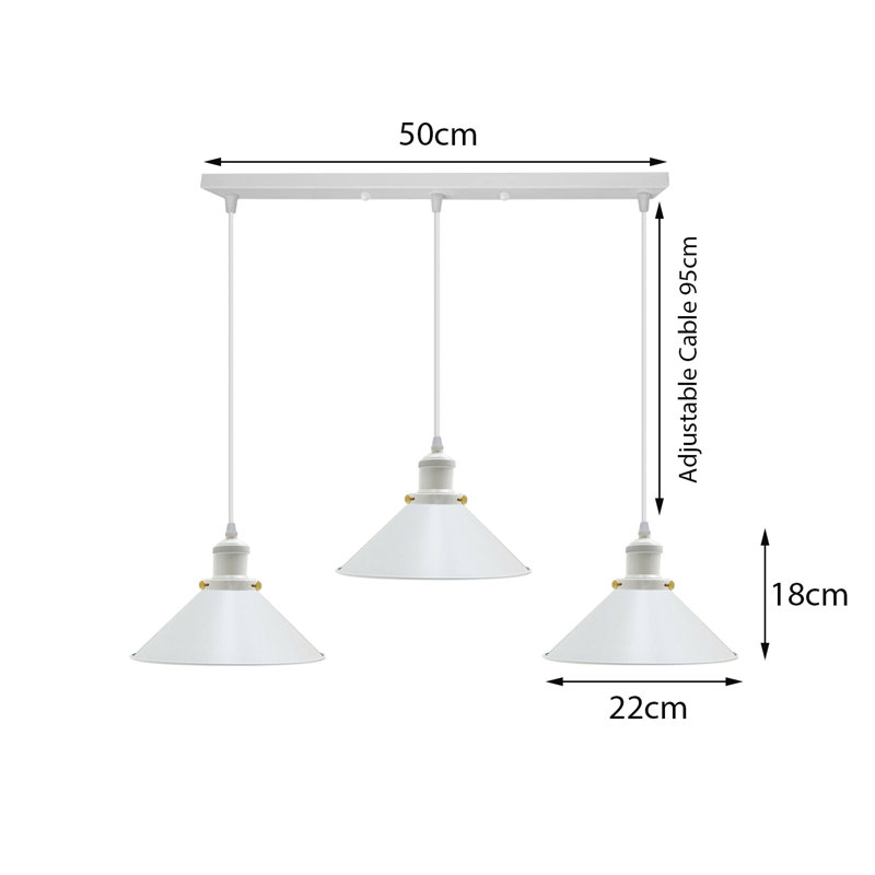 Lozano 3 - Light Kitchen Island Pendant, White