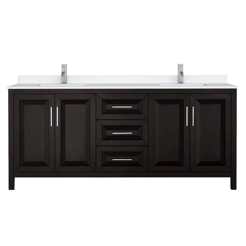 Daria 80'' W Vanity, Giotto Quartz, Brown, Polished Chrome