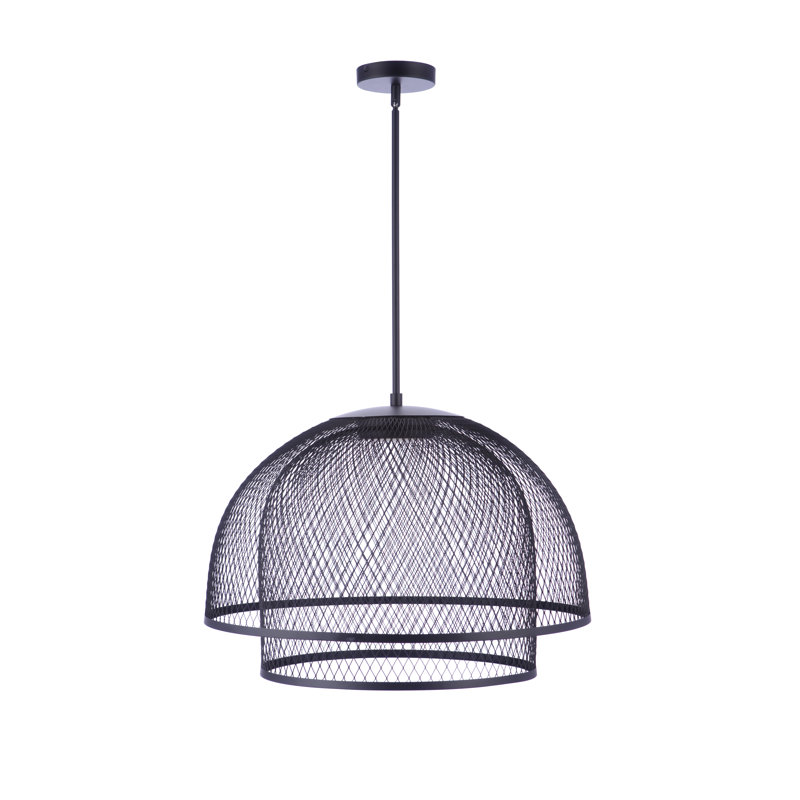 Luminaire suspendu géométrique 1 lumière DEL Sculptural, Noir mat