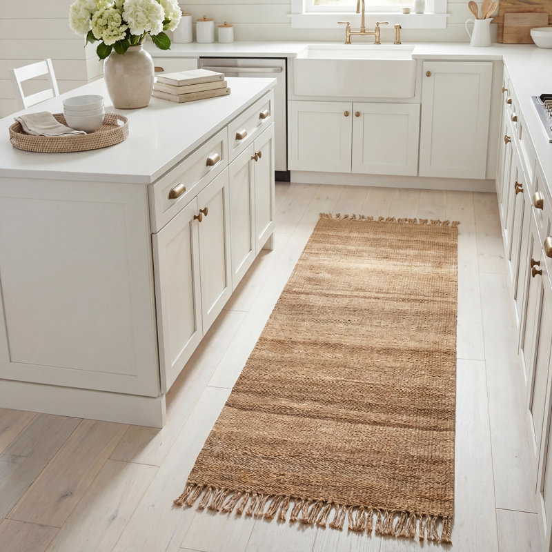 Elderton Natural Fiber Hand Woven Jute Solid Color Rug, Runner 2'6" x 8'