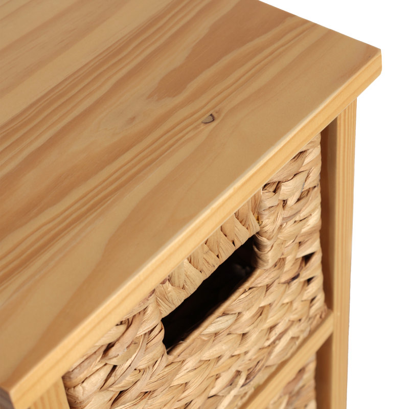 Armoire de rangement à 3 niveaux en bois de pin fabriqué à la main à 3 niveaux avec 3 jacinthes d'eau Cohen Cohen, Natural, 3