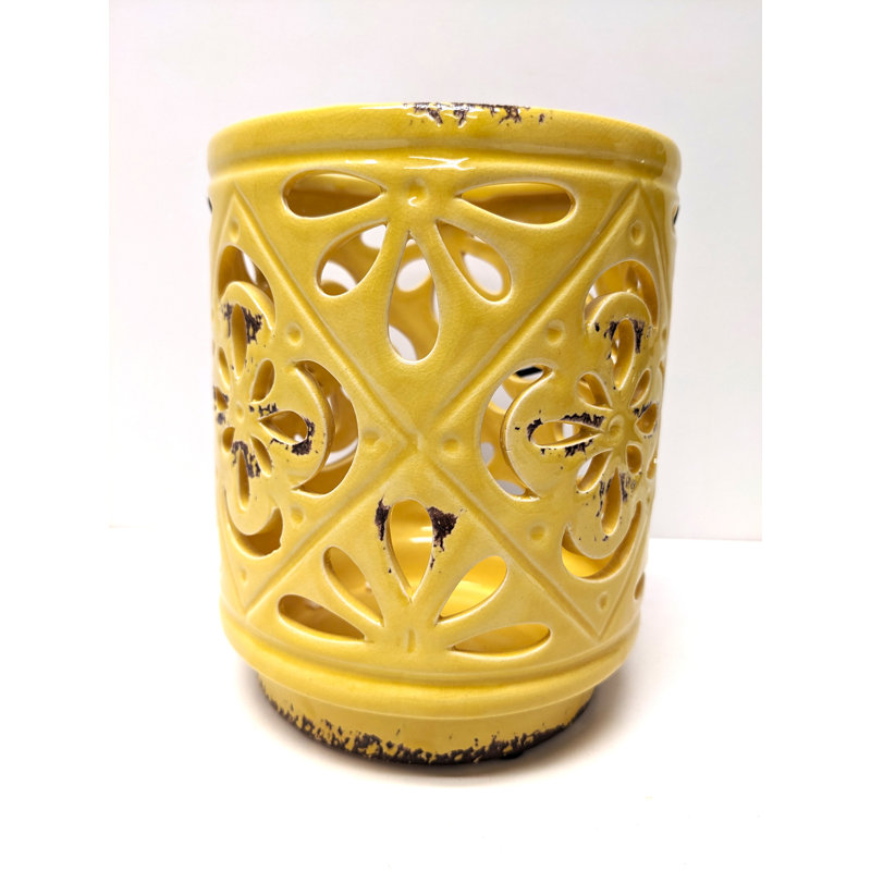 Lanterne de table en céramique 7 po H, Jaune