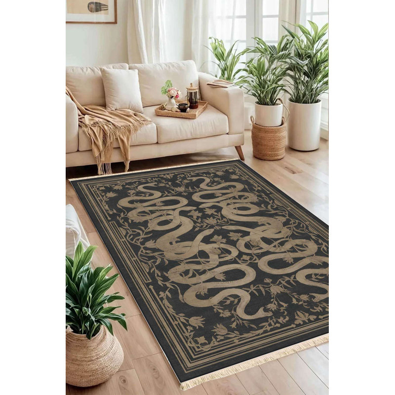 🐍 Serpent Vines Black & Gold Mythic Rug